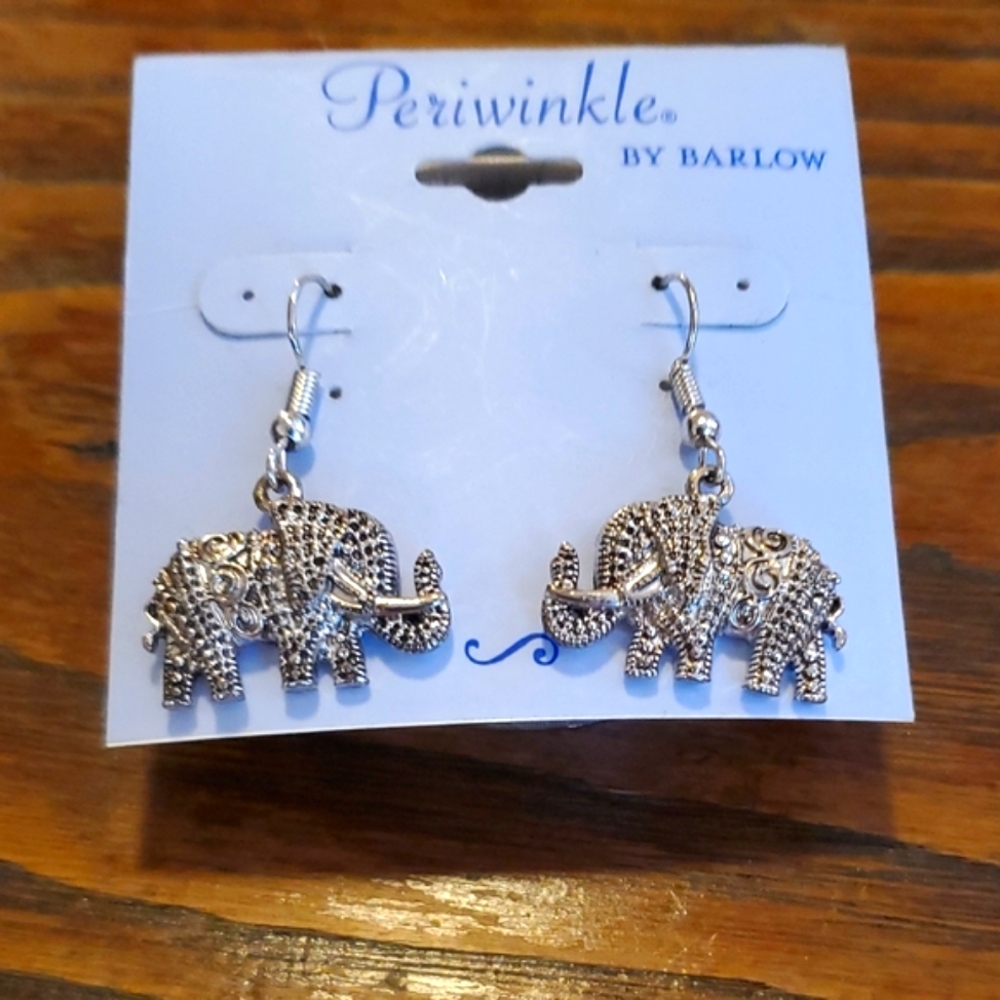 Periwinkle by Barlow Silver Elephant Earrings NWT